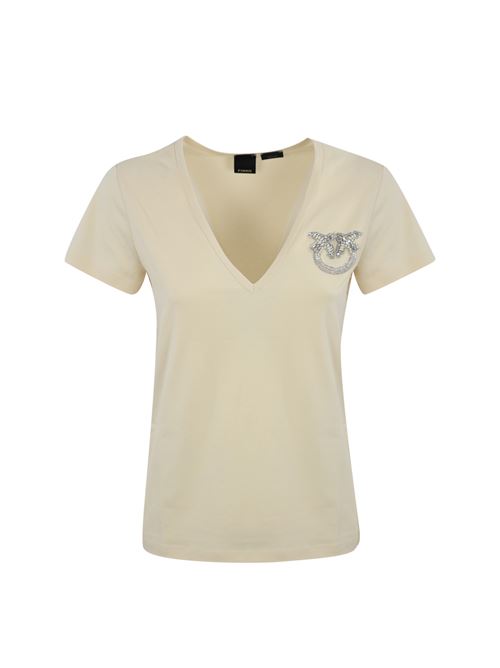 T-shirt con ricamo gioiello Turbato in cotone Bianco PINKO | 100372 A24EZ12